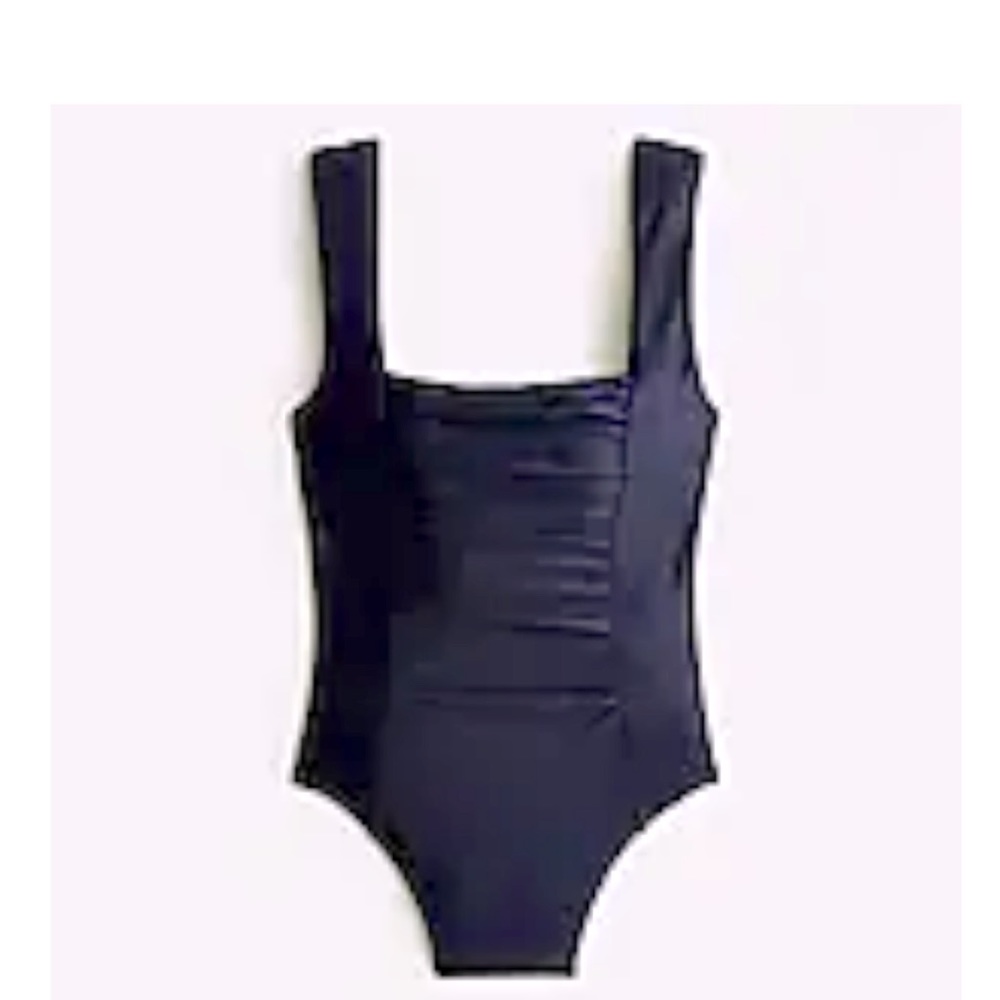NWT J Crew ruched squareneck navy one piece in a size 4. Never worn!